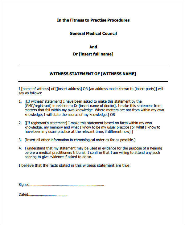 FREE 20+ Witness Letter Templates in PDF MS Word