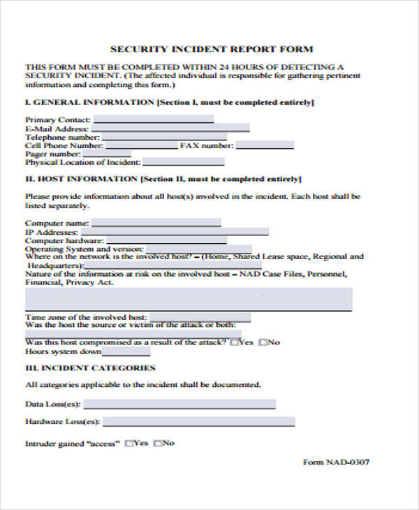 Incident report writing exercise