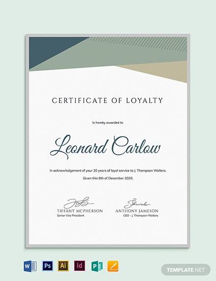 service award certificate template