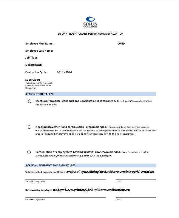 90 day employee evaluation form1