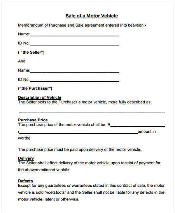 FREE 10 Vehicle Sales Contract Samples Templates In PDF Google Docs 