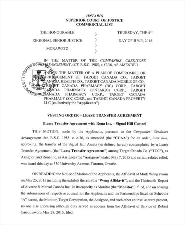 agreement of lease transfer1
