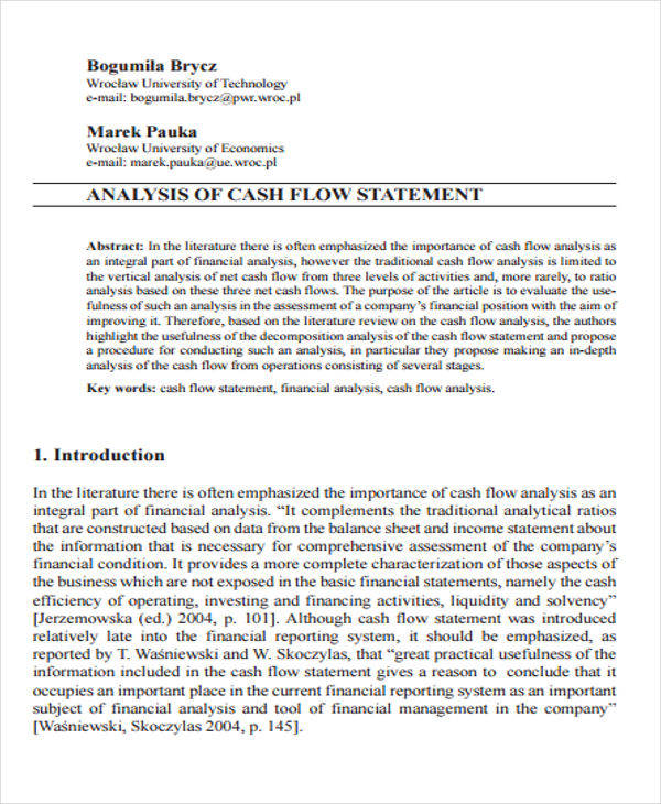 analysis of cash flow