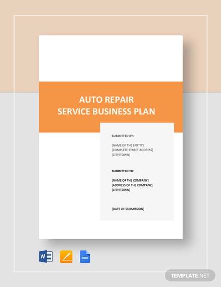 auto repair service business plan template