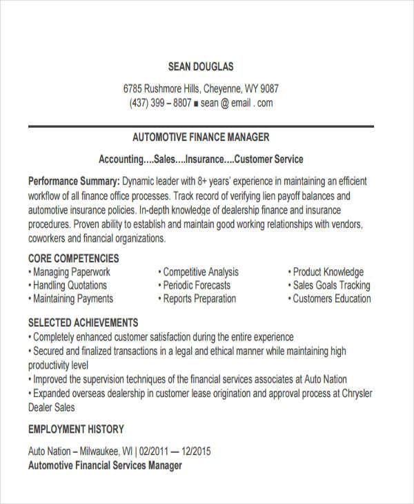 FREE 43+ Manager Resume Templates in PDF