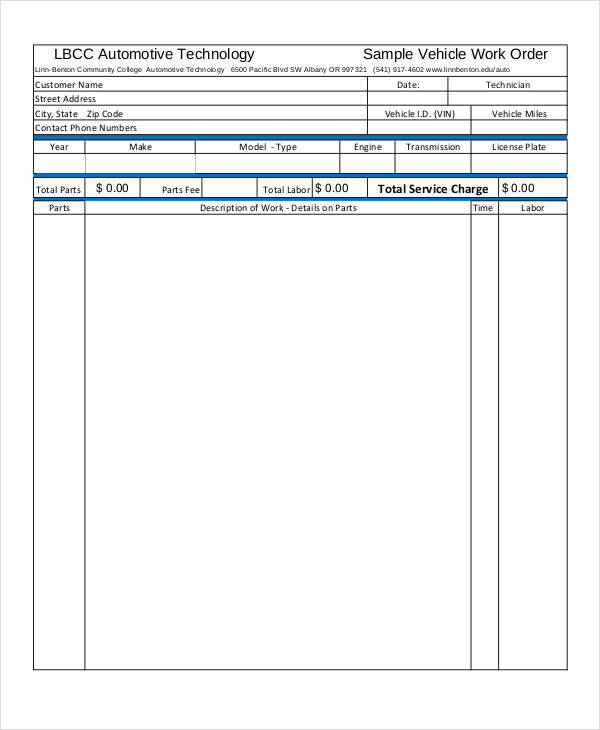 automotive repair invoice