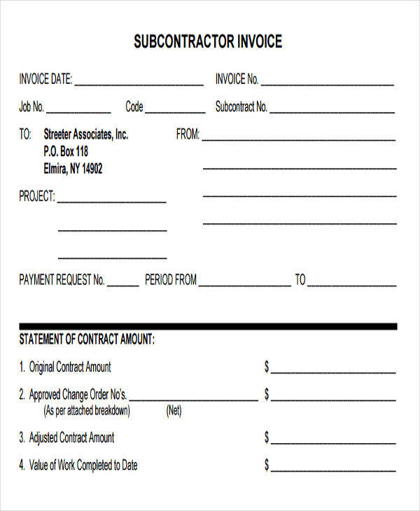 basic subcontractor invoice