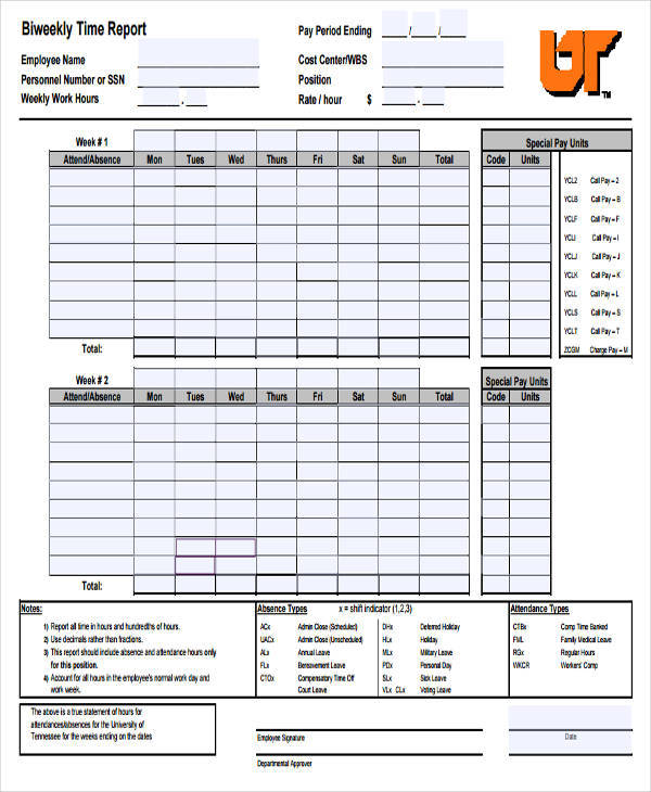 bi weekly time log