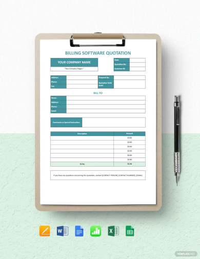 billing software quotation template