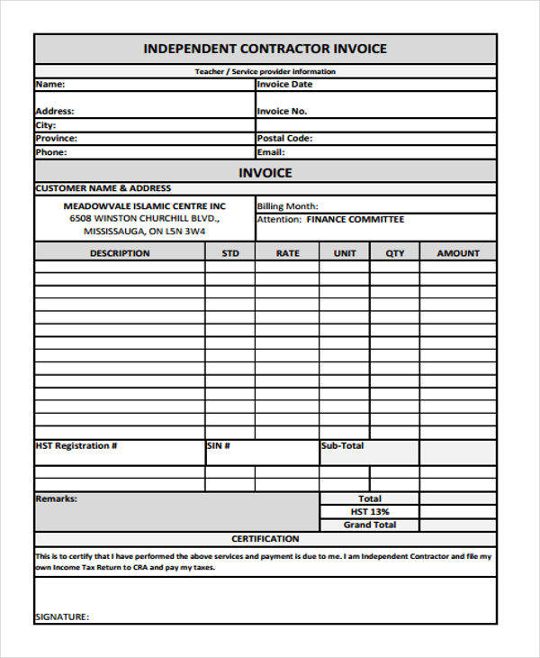 free blank invoice template download