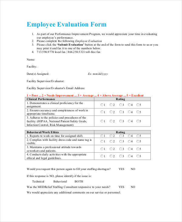 blank employee evaluation form1