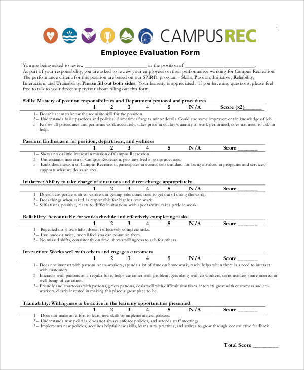 blank employee evaluation form2