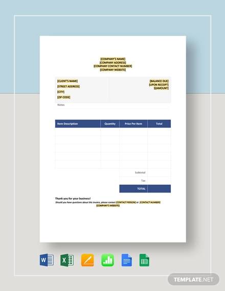 blank invoice template