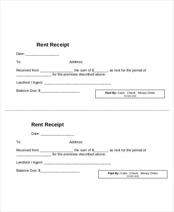 blank rent receipt template