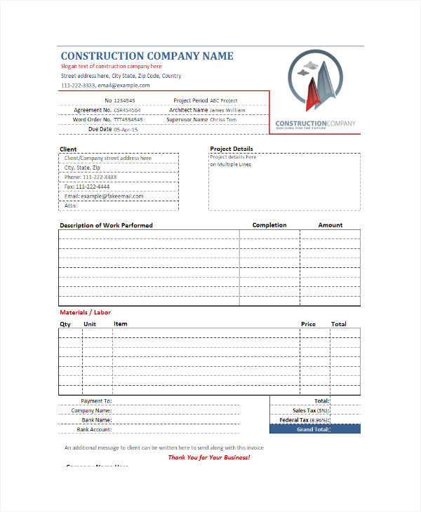 building work receipt template1