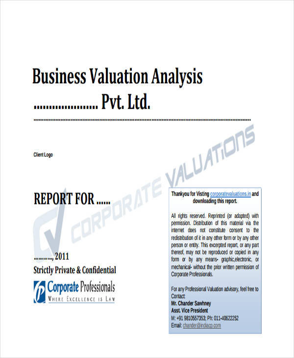 FREE 5 Sample Business Valuation Reports In PDF