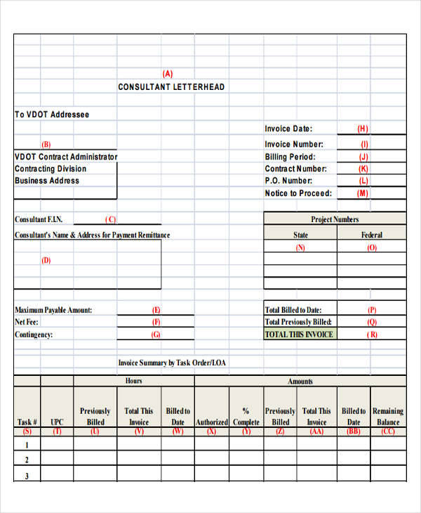 business consulting invoice