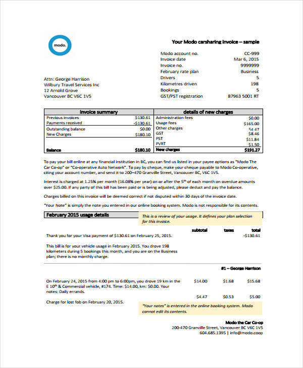 FREE 14+ Travel Invoices in MS Word PDF