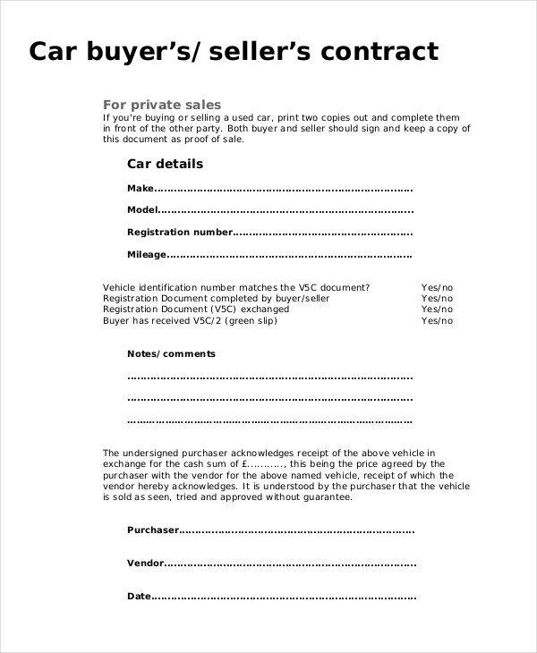 car seller contract