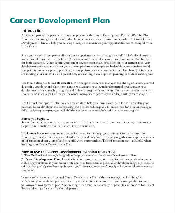 How To Write A Career Development Plan Sample