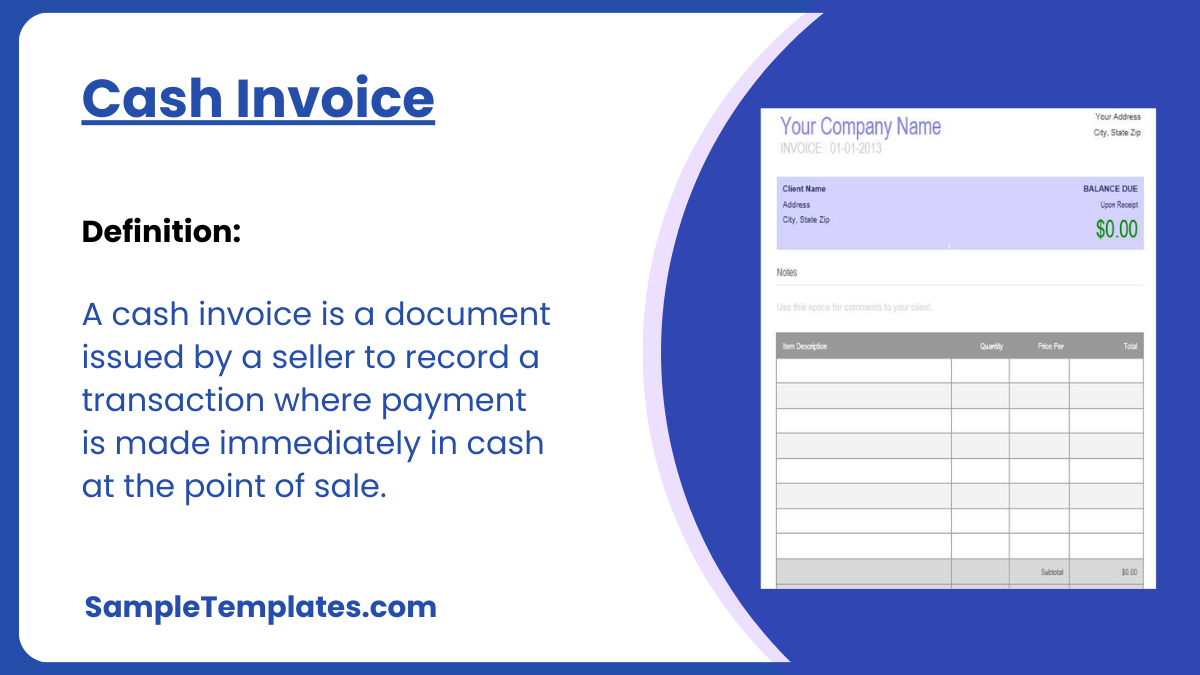 Cash Invoice