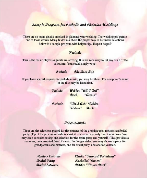catholic wedding program