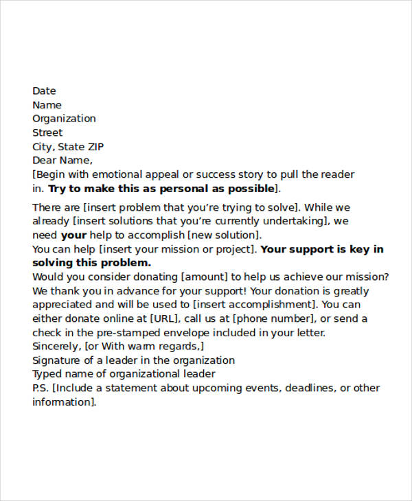 charity fundraiser donation letter