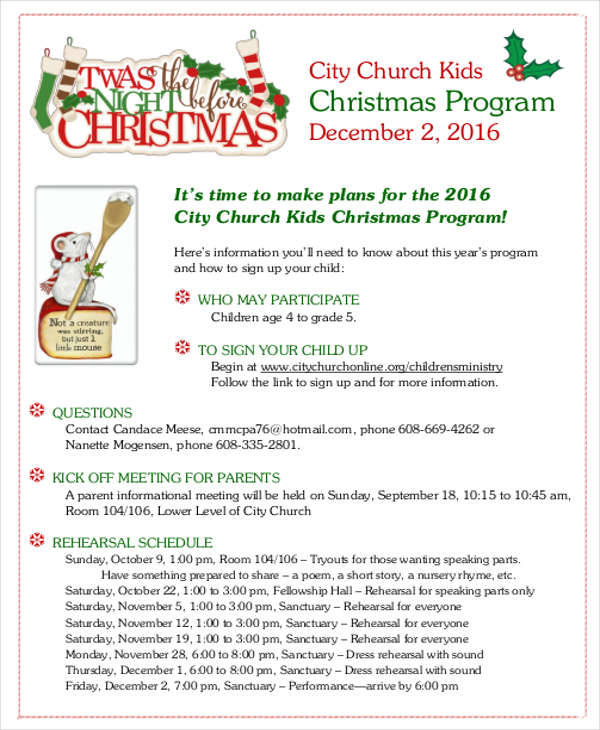 Holiday Program Templates Free Printable Templates