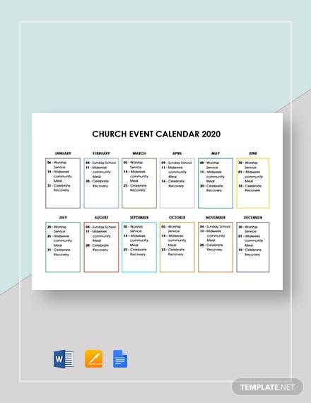 microsoft word calendar of events template