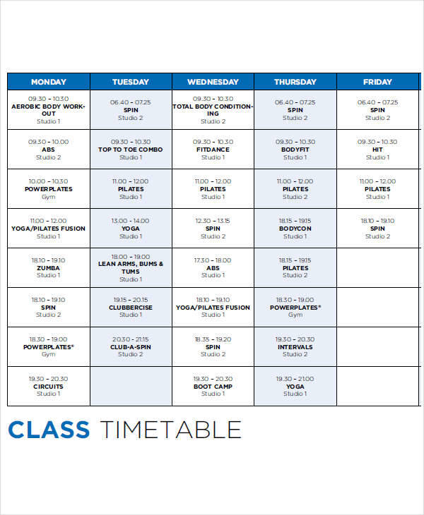 class time table