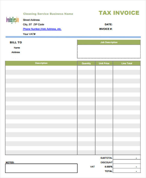 Cleaning Business Invoice Template