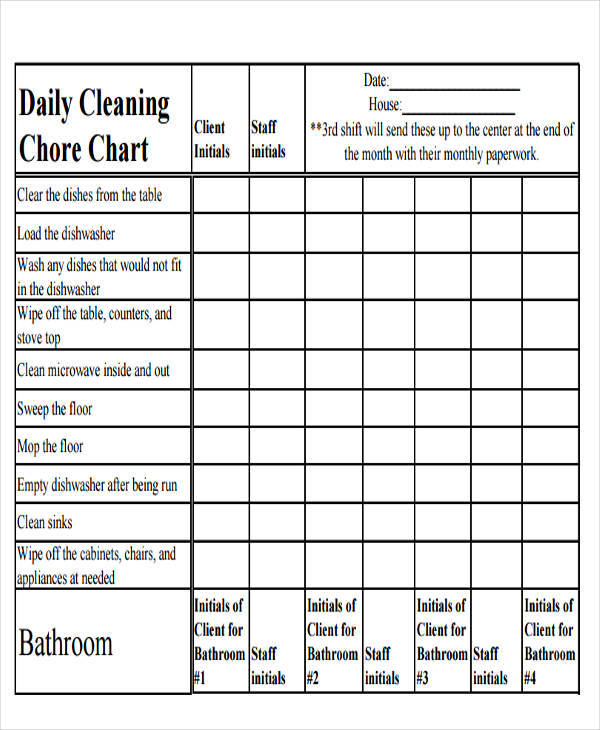 cleaning chore chart