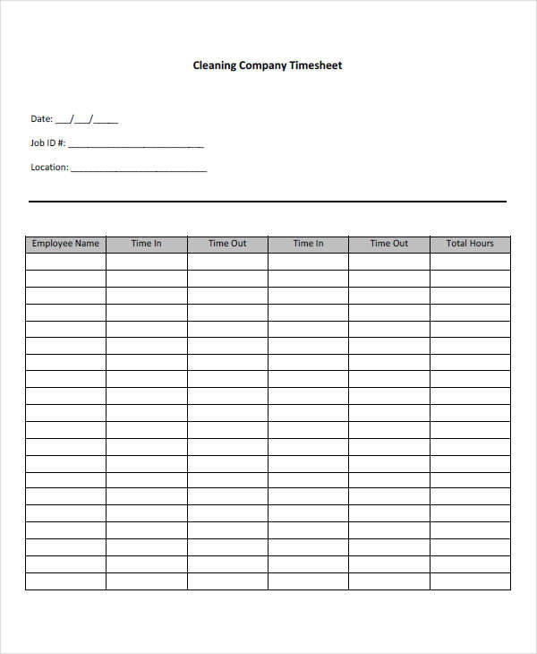 cleaning company timesheet2