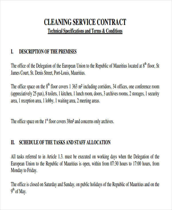 cleaning service contract