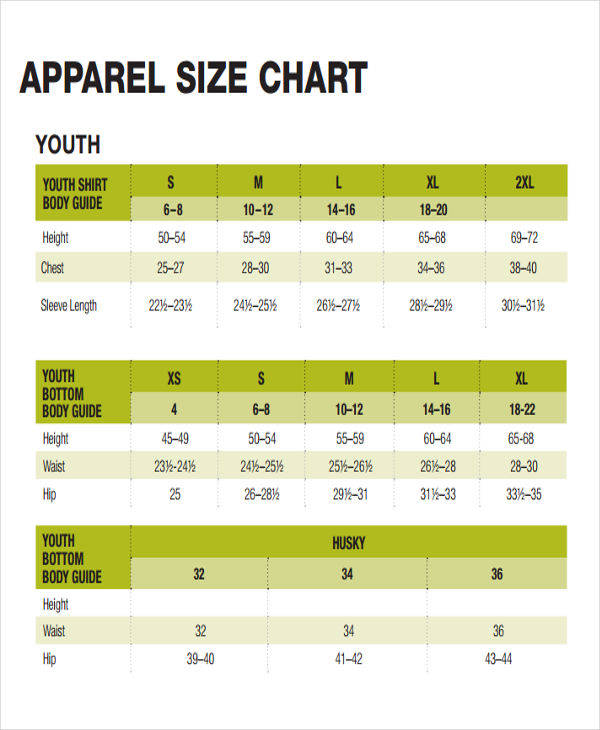 clothing size chart1
