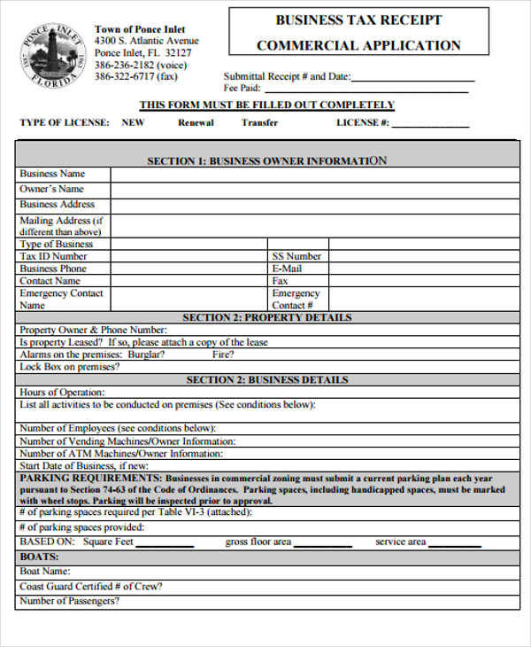 commercial business tax receipt