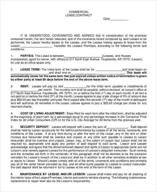 commercial lease contract