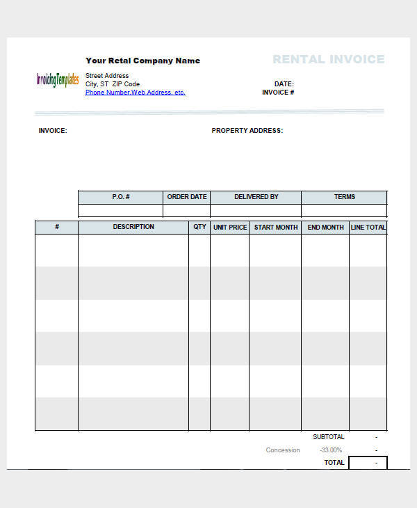 commerical lease invoice