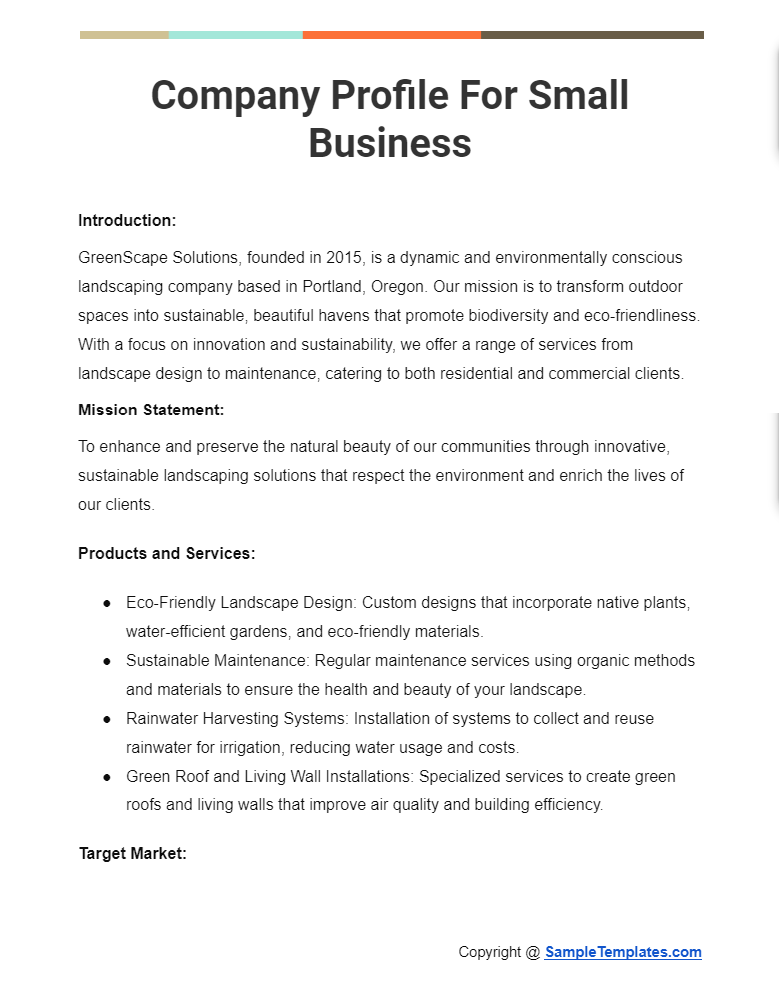 company profile for small business