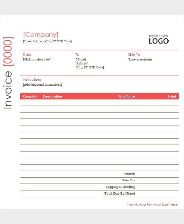 Construction Company Receipt Template