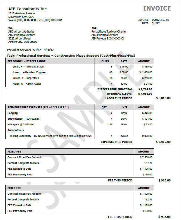 construction invoice format