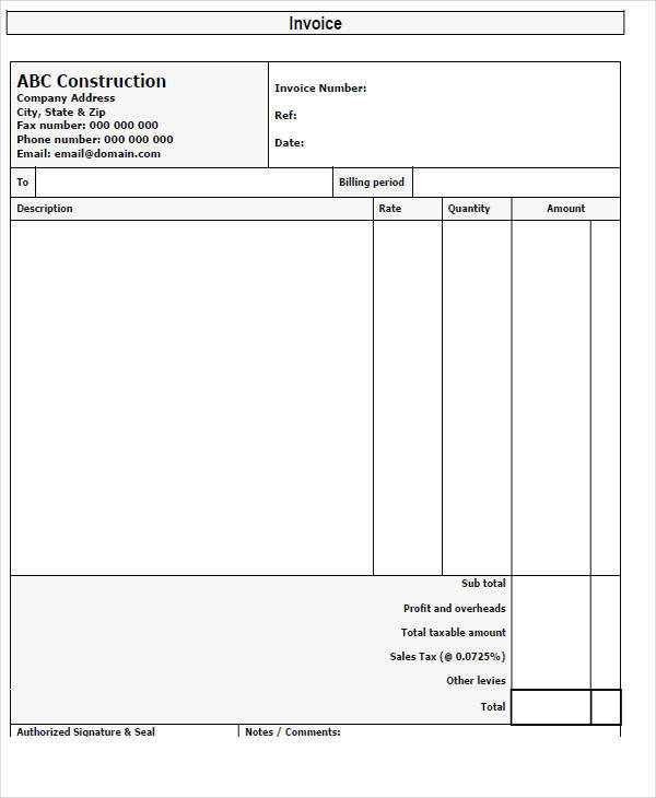 construction project invoice