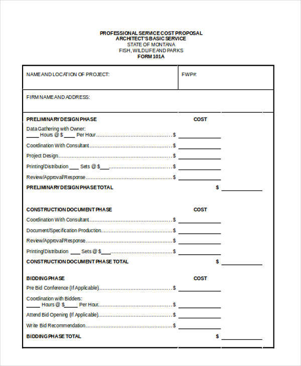 FREE 11  Cost Proposal Templates in Excel MS Word PDF Google Docs