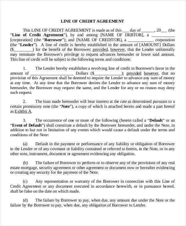 Revolving Credit Facility Agreement Template