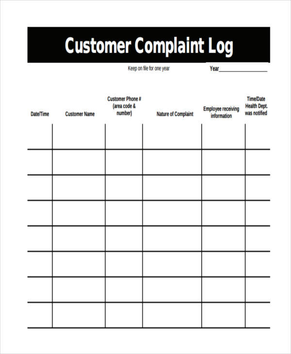 customer complaint log