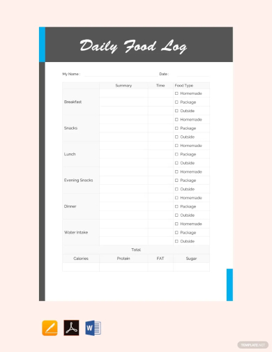 daily food log template