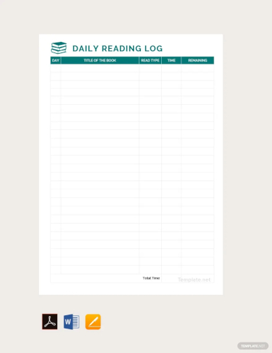 daily reading log template