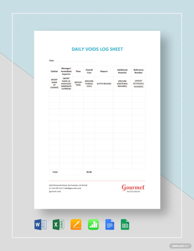 daily voids log sheet template