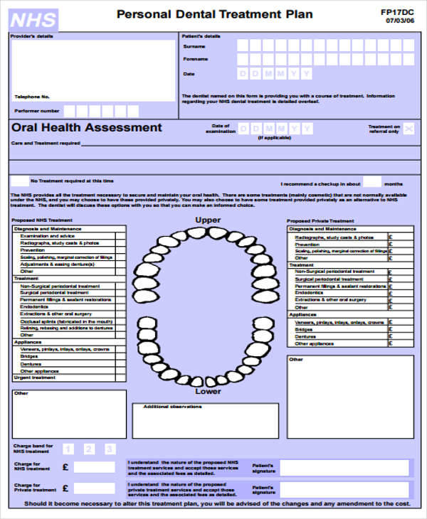 dental treatment plan