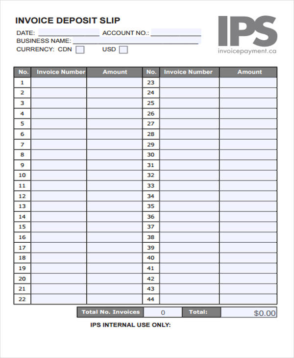 invoice with deposit template